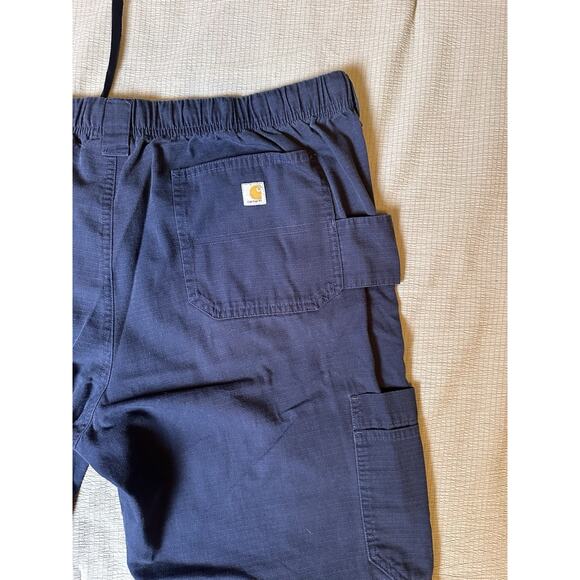 Carhartt Ripstop Cargo Pants Mens Large Navy Blue Workwear Utility Drawstring - Picture 12 of 14